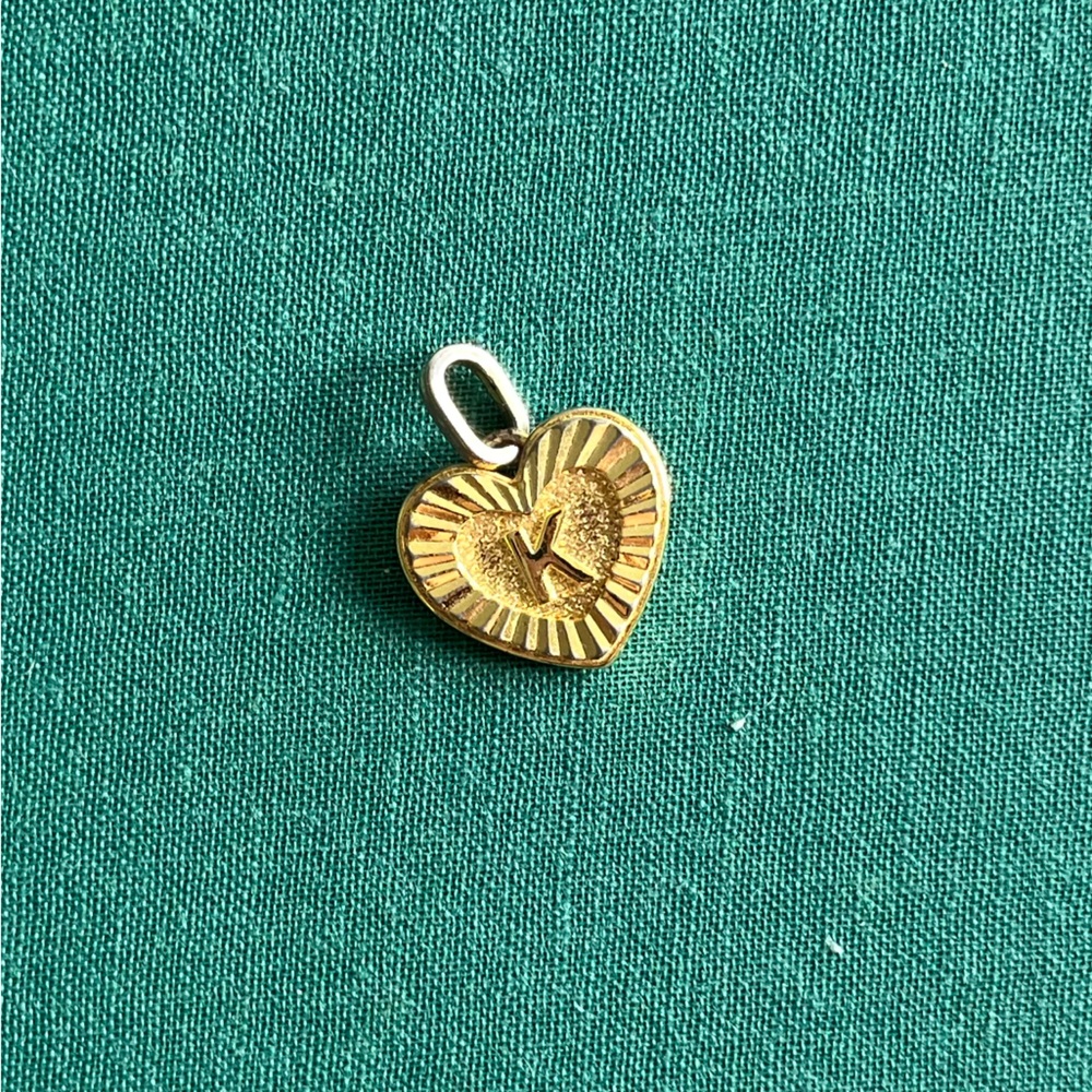 Gold Heart Pendant Initial Charm